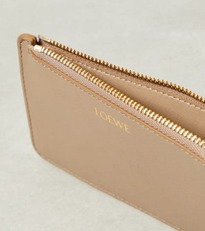 Shop Loewe Leather Card Holder In Beige