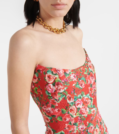 Shop Markarian Tallulah Floral Silk Gown In Red