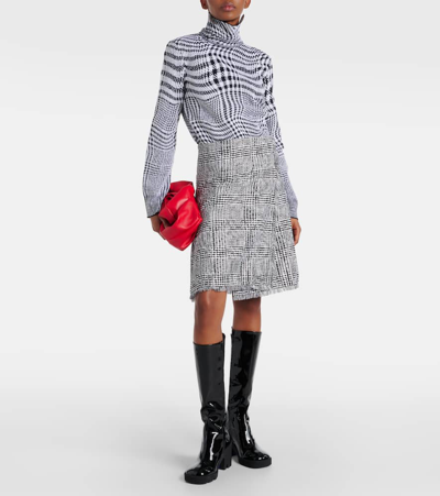 Burberry Houndstooth Wool-blend Turtleneck Sweater In Grey
