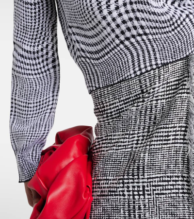 Shop Burberry Houndstooth Wool-blend Turtleneck Sweater In Grey