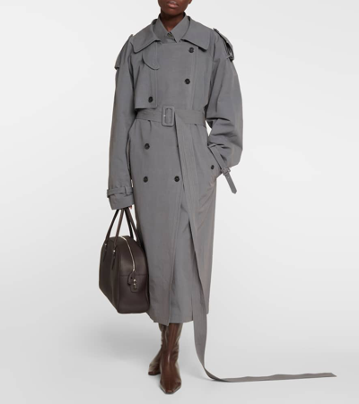 Shop The Row Oversized Cotton Trench Coat In Grey