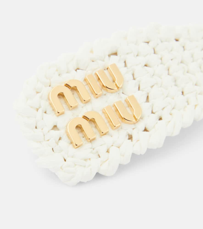 Miu Miu Logo Crochet Hair Clip In White