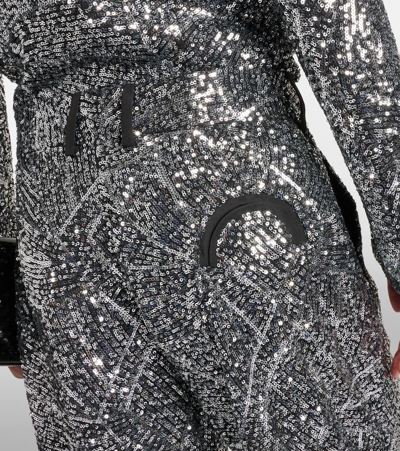Blazé Milano Fox Sequined Straight Pants In Silver