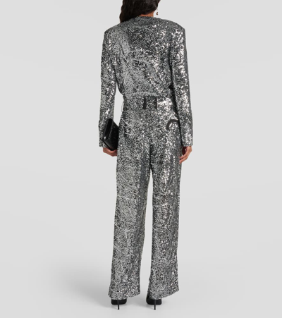 Shop Blazé Milano Fox Sequined Straight Pants In Silver