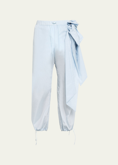 Shop Simone Rocha Men's Tech Nylon Track Trousers With Pressed Rose In Baby Blue