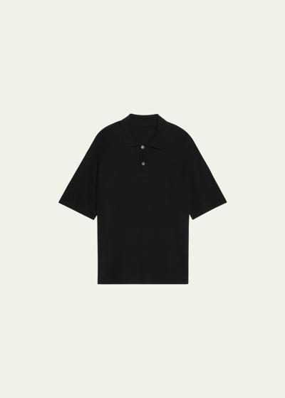Shop Jacquemus Men's Solid Knit Polo Shirt In Black