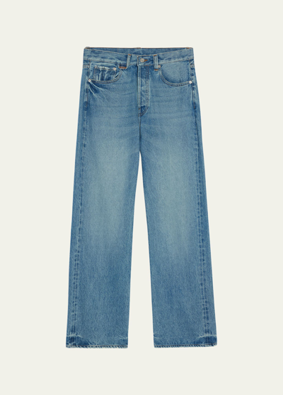 Shop Jacquemus Men's Straight-leg Jeans In Bluetabac 2