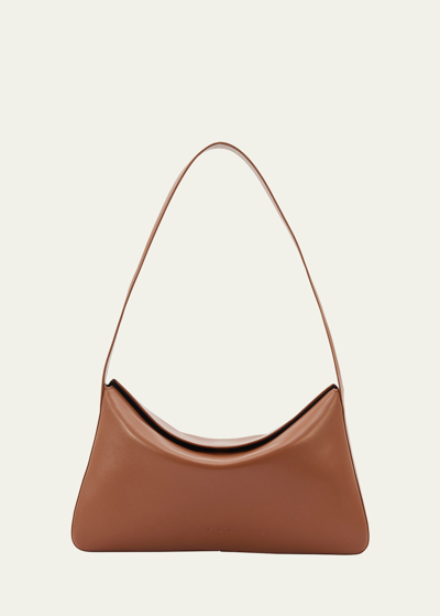 Shop Aesther Ekme Fold-over Flap Leather Shoulder Bag In 101 Black