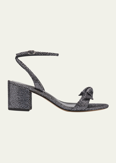 Shop Alexandre Birman Clarita Metallic Knot Ankle-strap Sandals In Silver