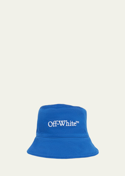Shop Off-white Men's Bookish Reversible Bucket Hat In Navy Blue White