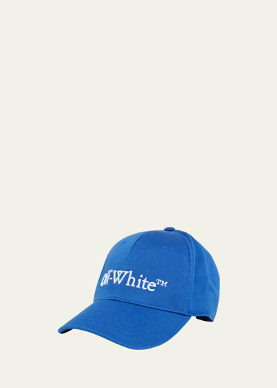 Shop Off-white Men's Bookish Logo 6-panel Cotton Baseball Cap In Nautical Blue