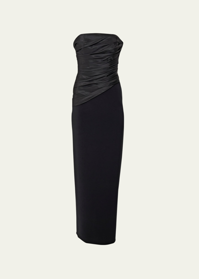 Shop Carolina Herrera Strapless Ruched Bodice Gown With Corset Boning In Black