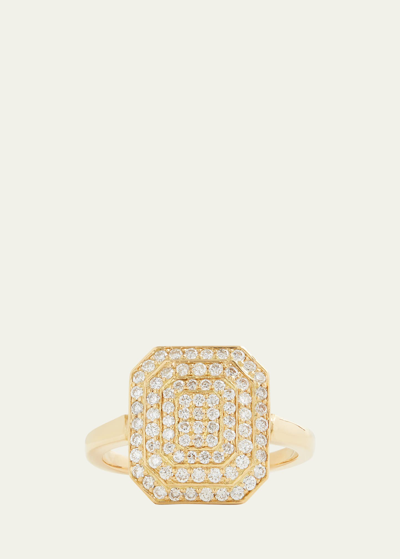 Shop Jamie Wolf 18k Yellow Gold Emerald Shape Ring With Diamonds In Yg