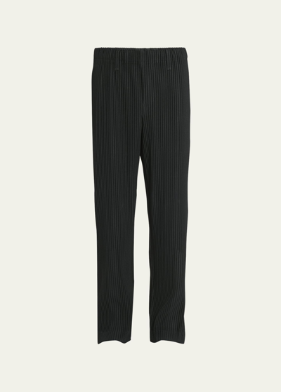 Shop Issey Miyake Men's Pleated Split-back Pants In Black