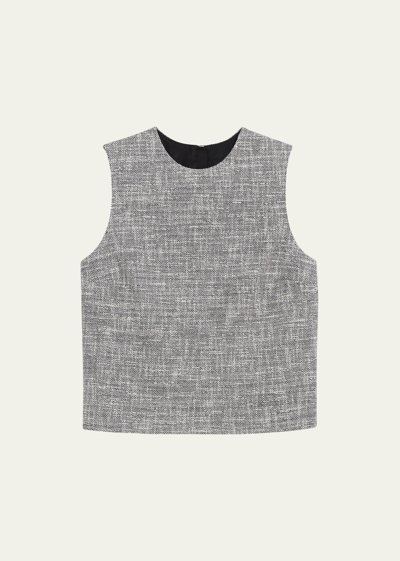 Shop Theory Tweed Boxy Shell Top In Bkmu