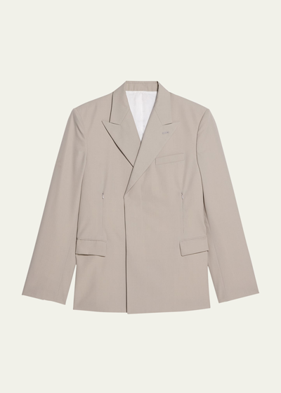 Shop Helmut Lang Men's Boxy Two-piece Double-breasted Blazer Suit In Sand