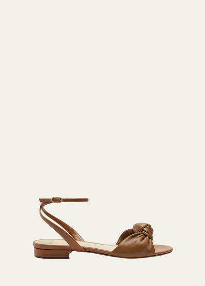 Shop Alexandre Birman Kace Leather Knot Ankle-strap Sandals In Brown