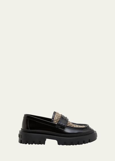 Shop Amiri Men's Jumbo Leather Penny Loafers In Black