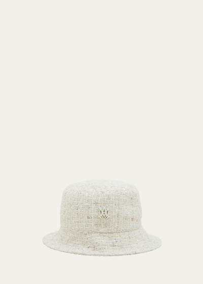 Shop Amiri Men's Crystal Boucle Bucket Hat In Alabaster