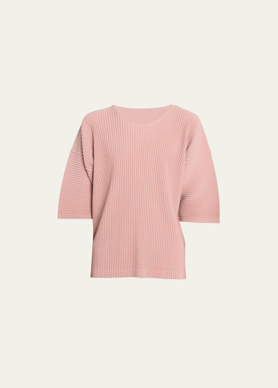 Shop Issey Miyake Men's Pleated Drop-shoulder Shirt In Dull Pink