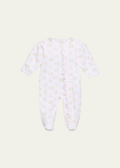 Shop Kissy Kissy Girl's Cottontail Hollows Printed Zip-front Footie In Pk