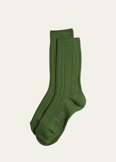 Shop Stems Ribbed Lux Cashmere Socks In Alpine Green