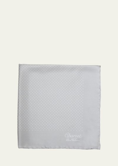 Shop Charvet Men's Silk Dot-print Pocket Square In Gray/white