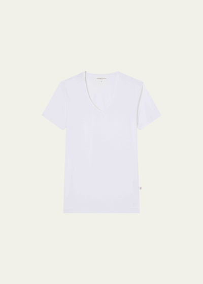 Shop Derek Rose Men's Pima Stretch V-neck T-shirt In White