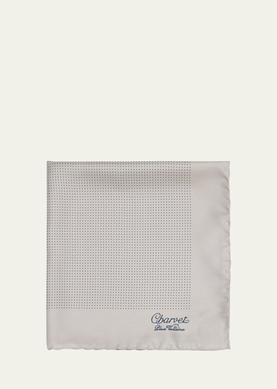 Shop Charvet Men's Silk Dot-print Pocket Square In Gray Pattern