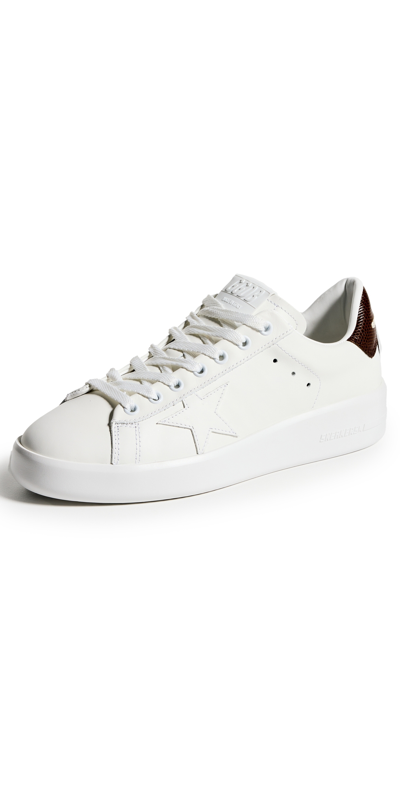 Shop Golden Goose Pure Star Lizard Printed Sneakers White/burgundy