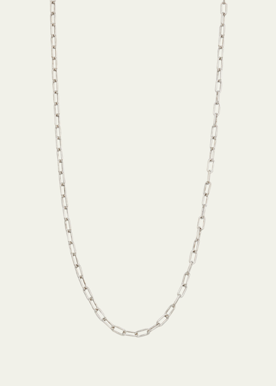 Shop Saint Laurent Rectangular Long Chain Necklace, 42"l In Old Silver