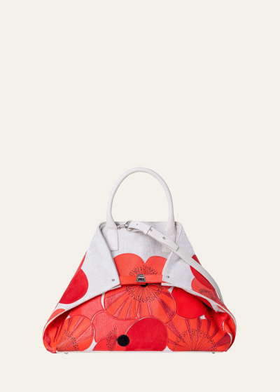 Shop Akris Ai Medium Poppies Patchwork Printed Top-handle Bag In Multicolor