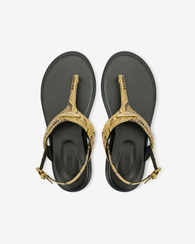 Isabel Marant Neutral Nya Python-effect Leather Sandals In Orange