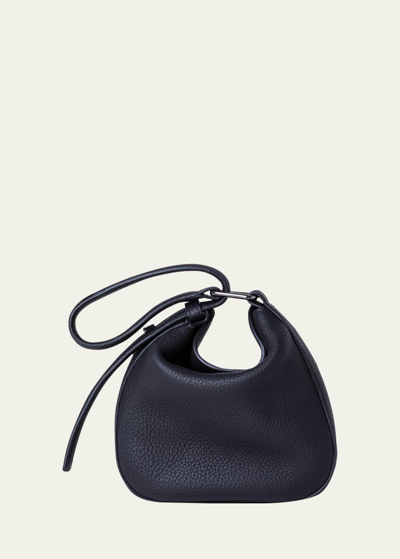 Shop Akris Anna Mini Leather Hobo Bag In 009 Black