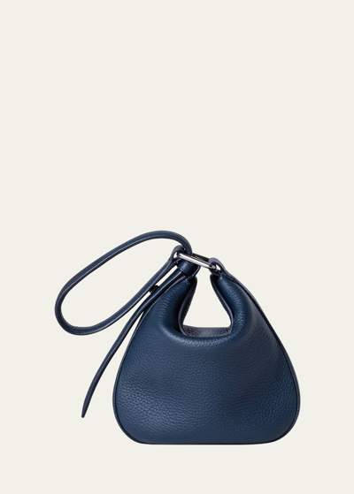 Shop Akris Anna Mini Leather Hobo Bag In 072 Dark Pacific