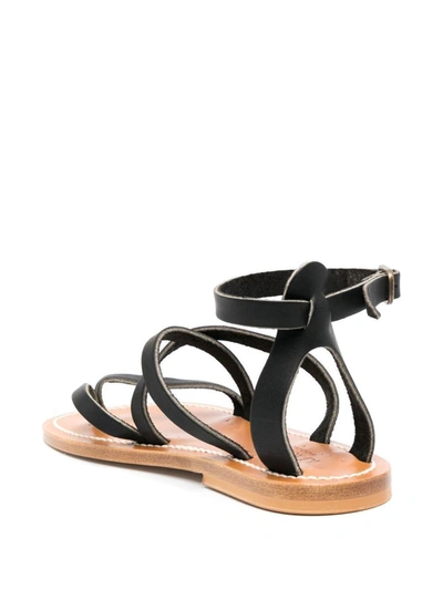 Shop Kjacques K.jacques Epicure Leather Flat Sandals In Black