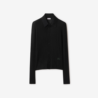Shop Burberry Rib Knit Shirt In Black