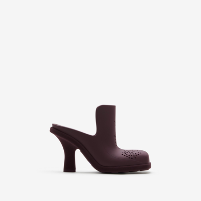 Shop Burberry Rubber Highland Mules In Poison