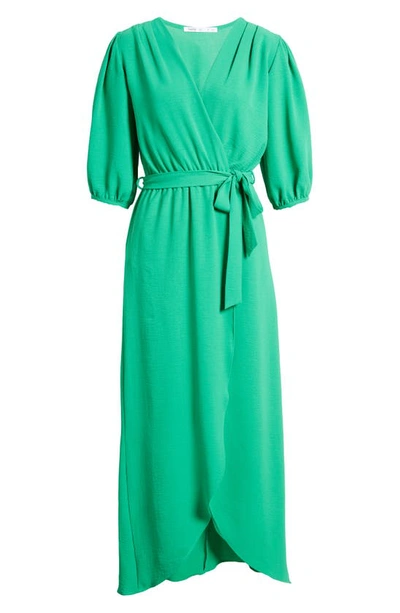 Shop Fraiche By J Puff Sleeve Faux Wrap Maxi Dress In Green