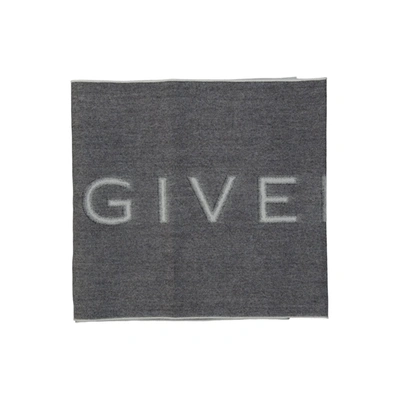 Shop Givenchy Logo Wool Scarf In Gray