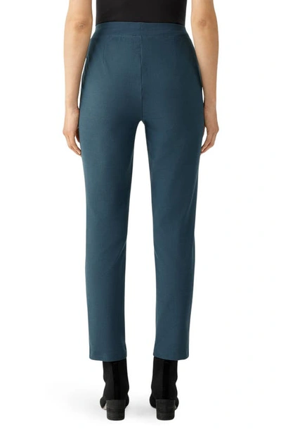 Shop Eileen Fisher Slim Ankle Stretch Crepe Pants In Alpine