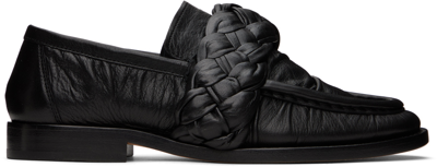 Shop Bottega Veneta Black Braided Loafers In 1000 Black