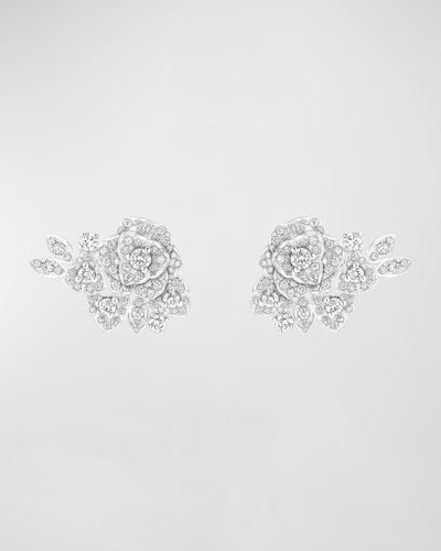 Shop Piaget Rose 18k White Gold Diamond Earrings In 10 White Gold