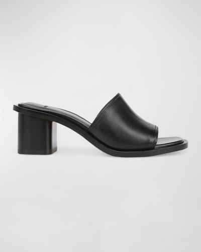 Shop Vince Donna Leather Mule Sandals In Black Leather