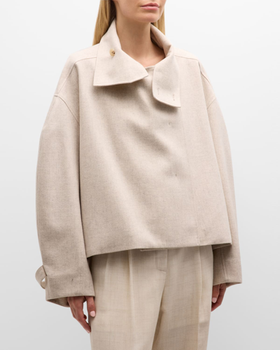 Shop Le17septembre High-neck Cashmere-blend Jacket In Ivory