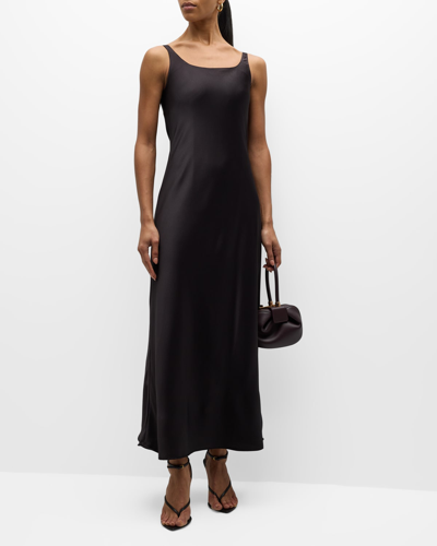 Shop Le17septembre Sleeveless Silky Maxi Dress In Black