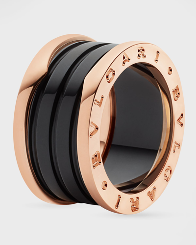 Shop Bvlgari B. Zero1 Pink Gold Black Ceramic Ring, Eu 52 / Us 6
