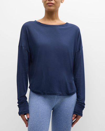 Shop Ultracor Favorite Oversized Long-sleeve Top In Navy