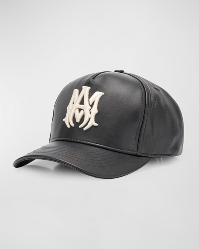 Shop Amiri Men's Leather Ma Baseball Hat In Black
