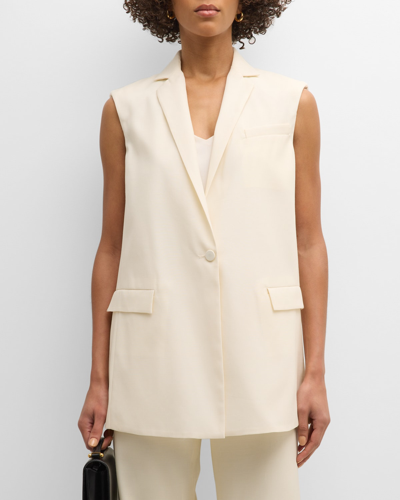 Shop Fabiana Filippi Single-button Straight Wool-silk Vest In Burro